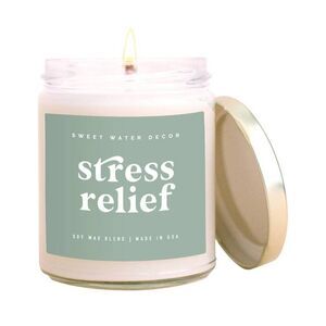 Stress‎ Relief Soy Candle - Clear Jar - Sage Green - 9 oz